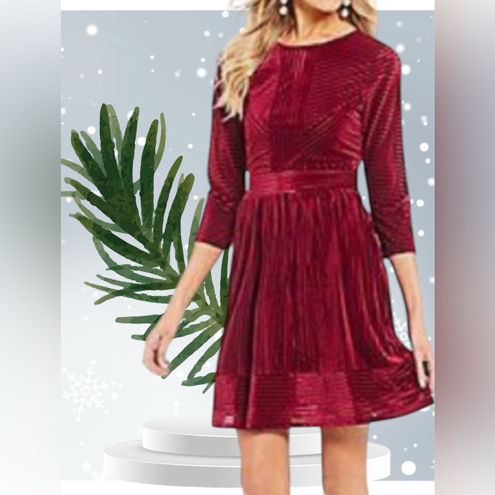 Copper key velvet berry ribbed stretch 3/4 waist zippered dress size small